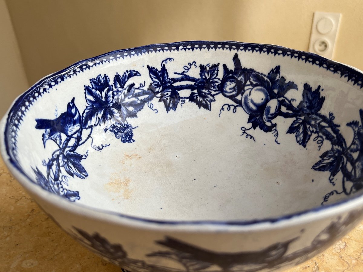Ceramic Fruit Dish Fruit And Bird Decor Old Man Bordeaux XIX Century -photo-4