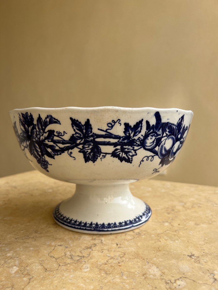Ceramic Fruit Dish Fruit And Bird Decor Old Man Bordeaux XIX Century -photo-7