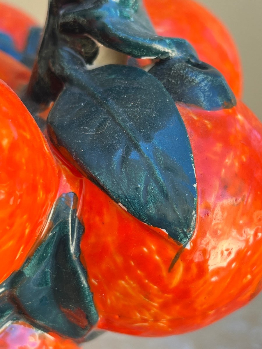 Barbotine Carafe With Clementine Decor XX Century -photo-6