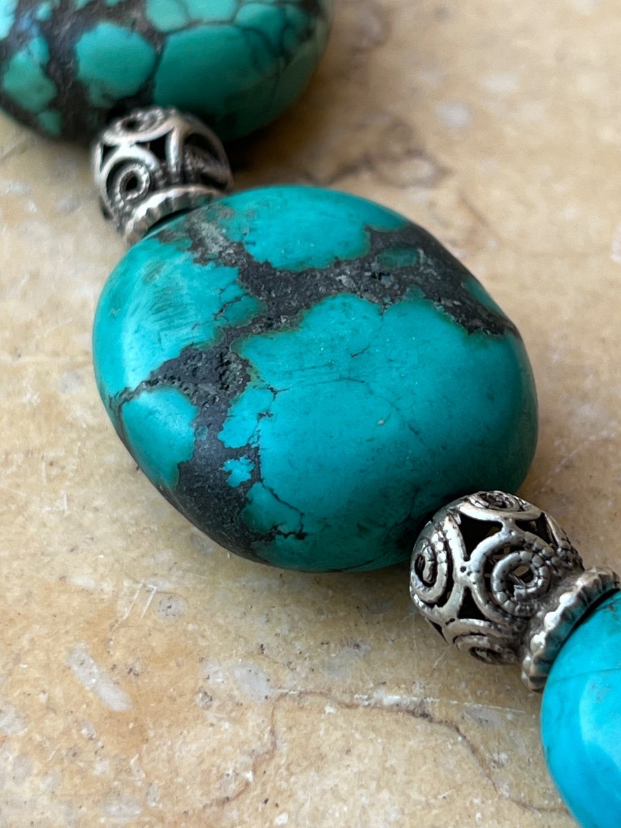 Collier Ras De Cou Turquoise Et Argent -photo-6