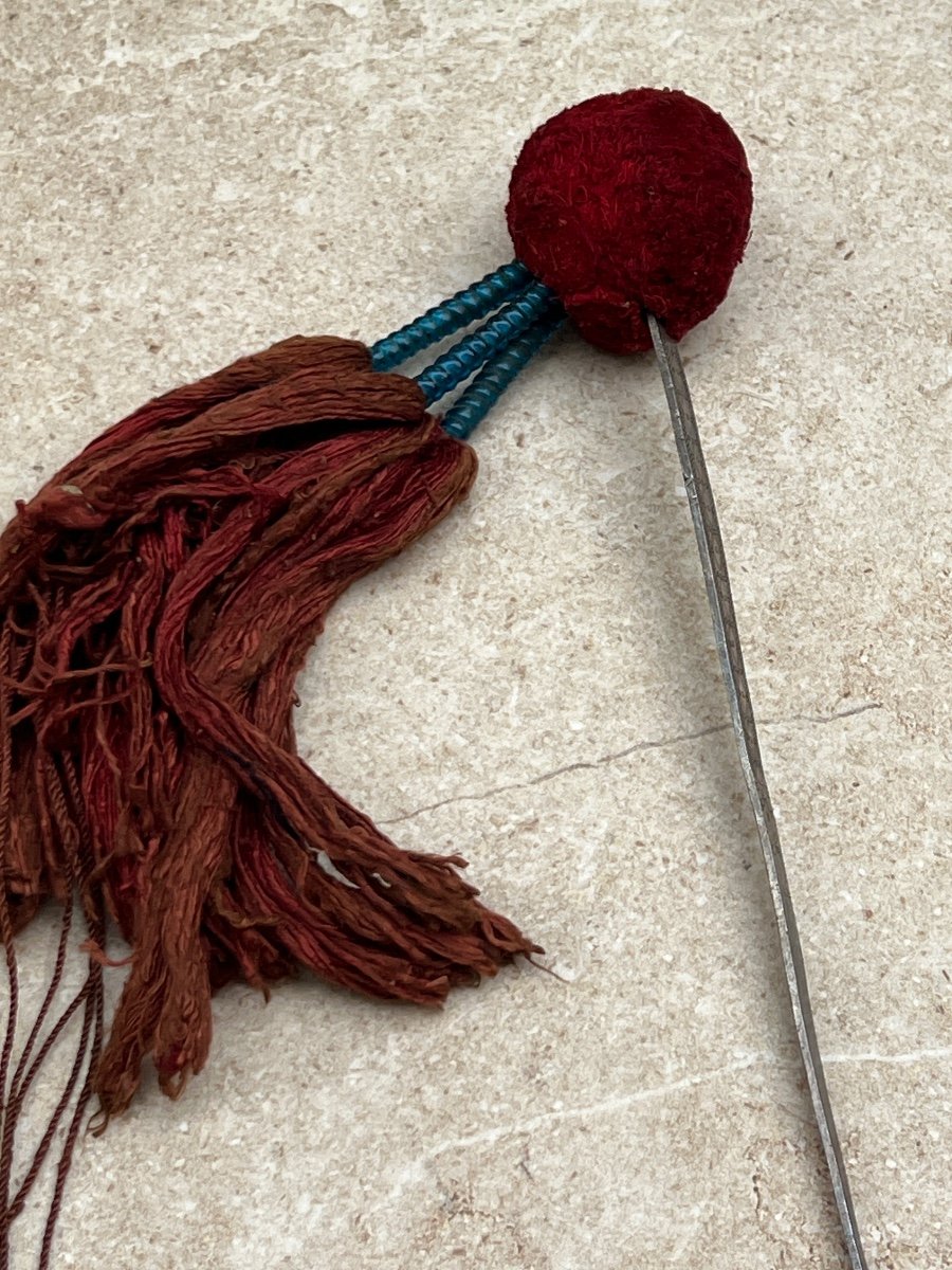 Pair Of Silver And Textile Hairpins From The Mien Ethnic Group, 19th Century, Burma -photo-6