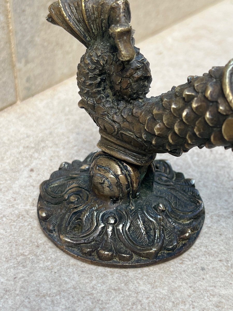 Door Knocker Model Dolphin In Bronze Foundry Mandalay 20th Century -photo-3