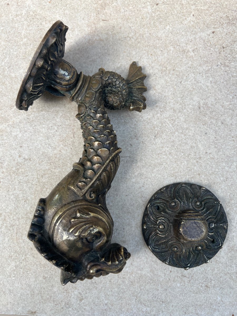 Door Knocker Model Dolphin In Bronze Foundry Mandalay 20th Century -photo-2