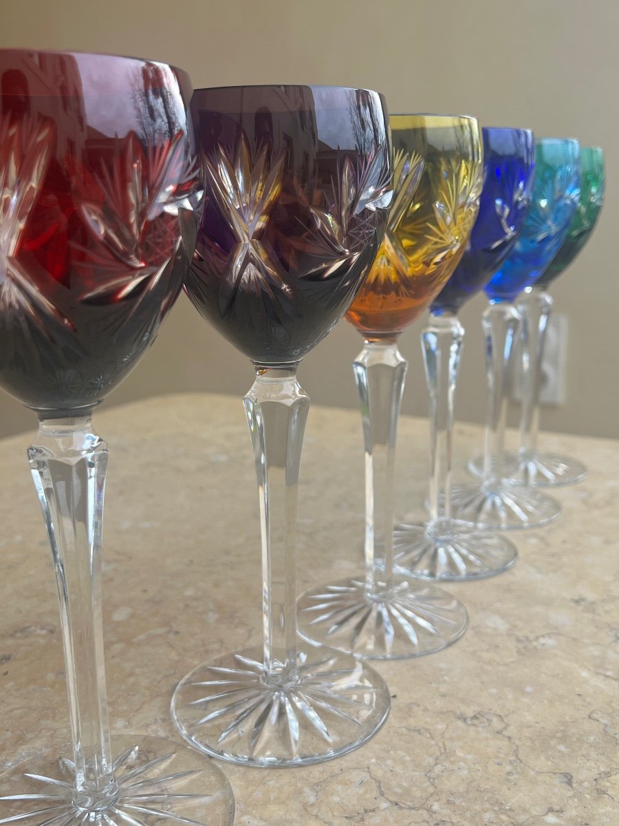 6 Verres De Couleur En Cristal  De Saint Louis -photo-1