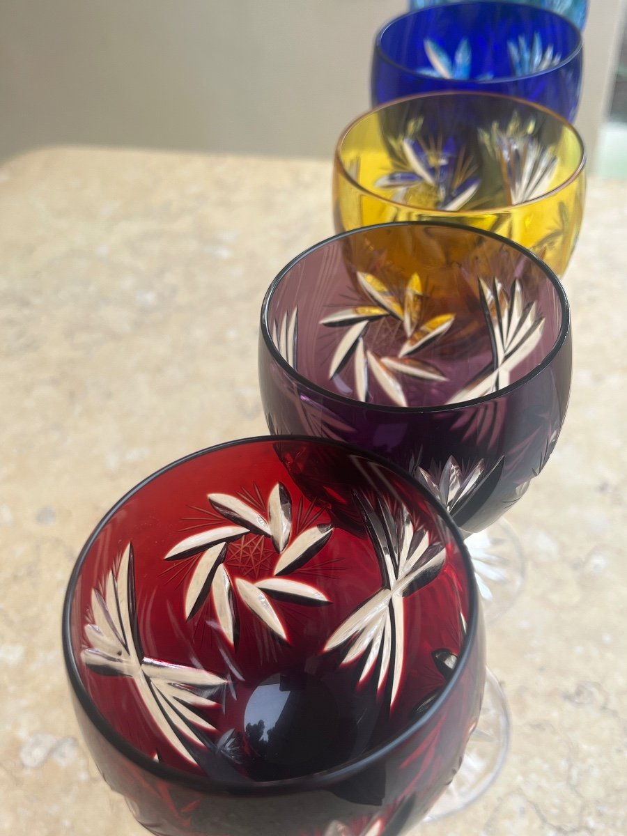 6 Verres De Couleur En Cristal  De Saint Louis -photo-5