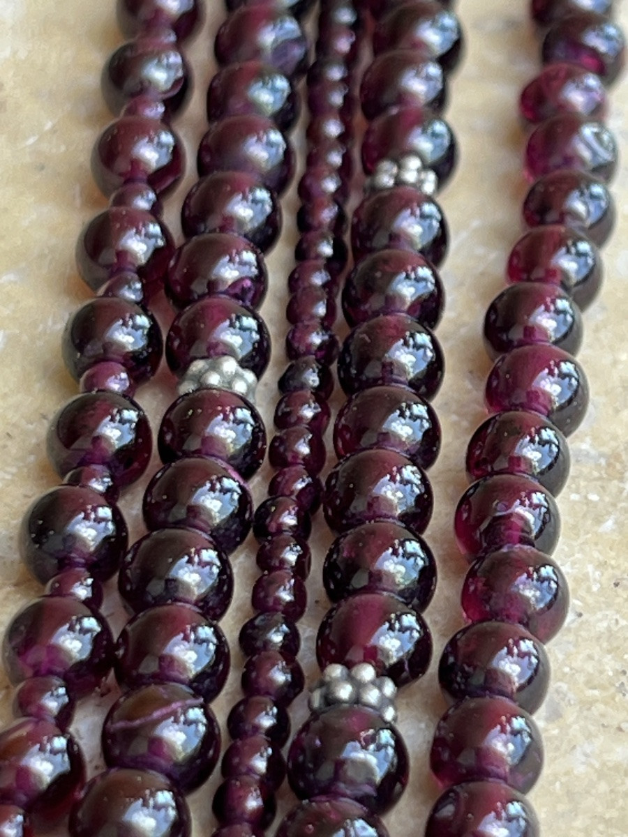 Collier De Perles De Grenat Et D’argent Birmanie -photo-4