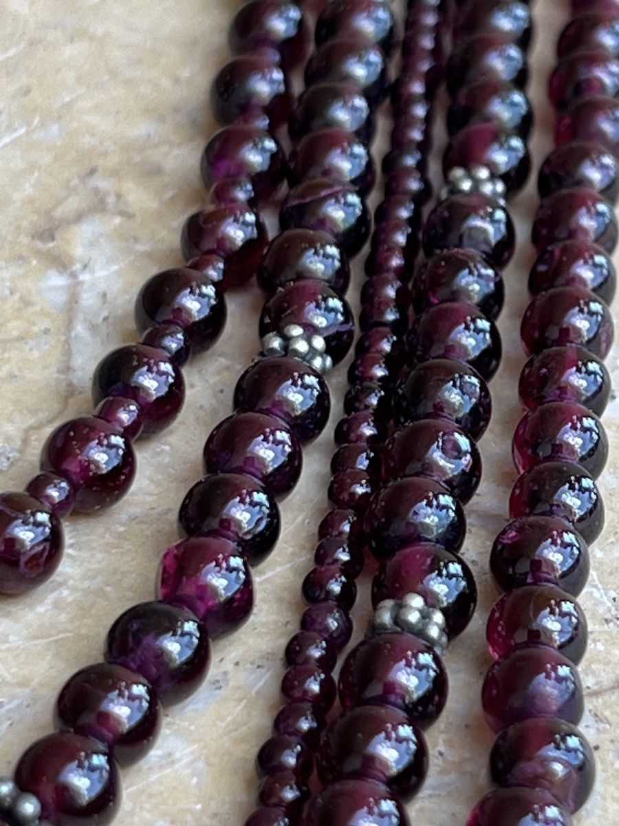 Collier De Perles De Grenat Et D’argent Birmanie -photo-5