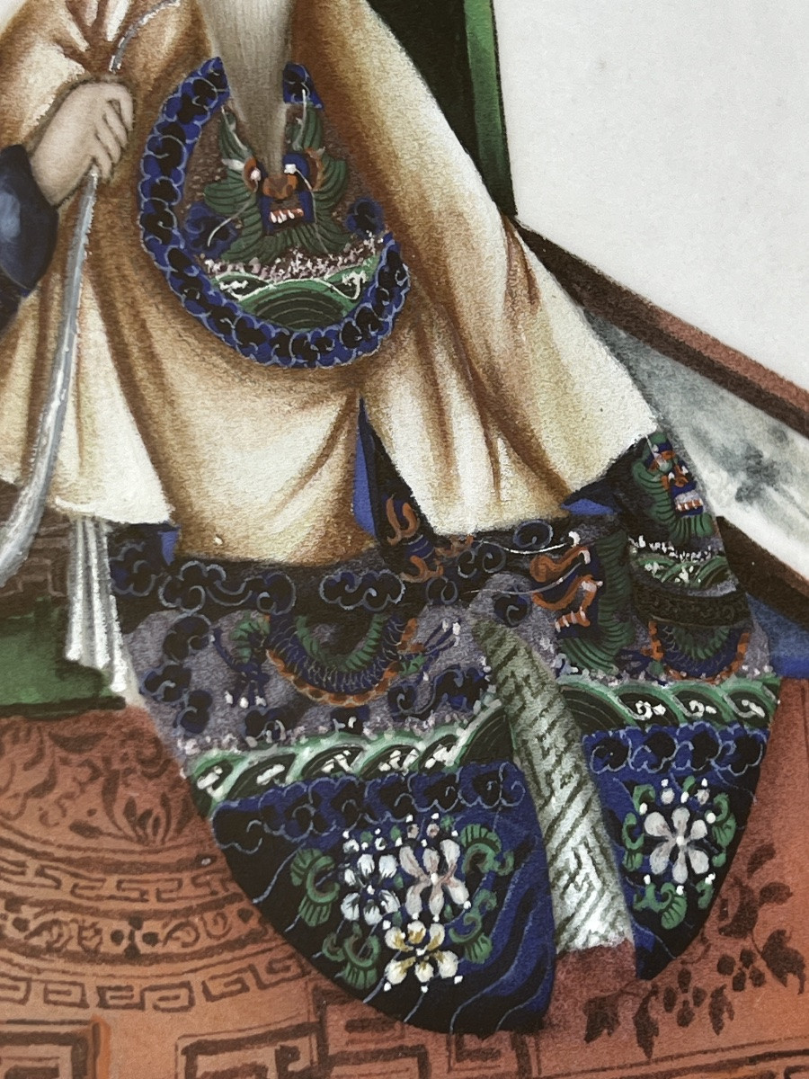 Peinture sur papier de riz fumerie d’opium milieu 19 e siècle Chine -photo-2