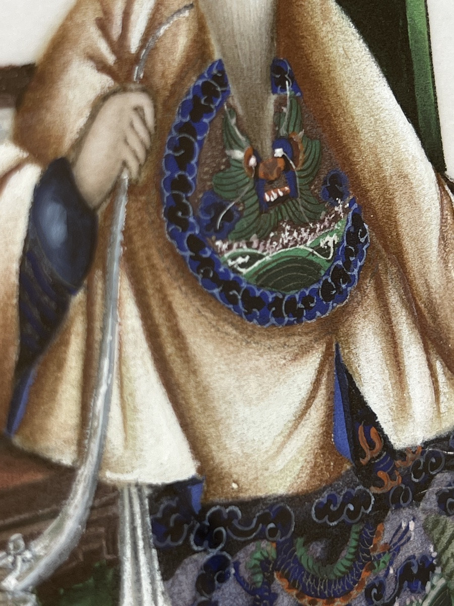 Peinture sur papier de riz fumerie d’opium milieu 19 e siècle Chine -photo-5