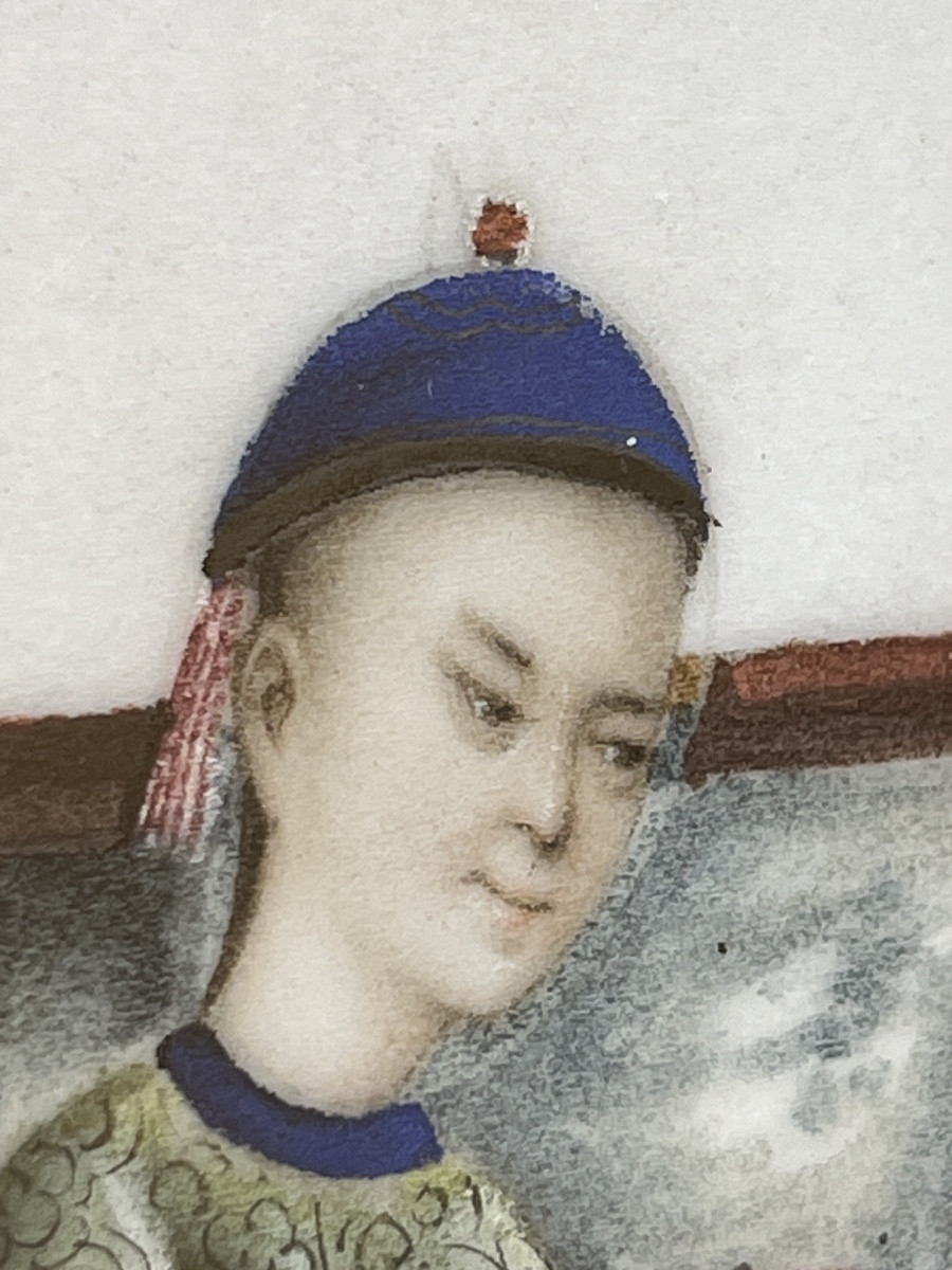 Peinture sur papier de riz fumerie d’opium milieu 19 e siècle Chine 