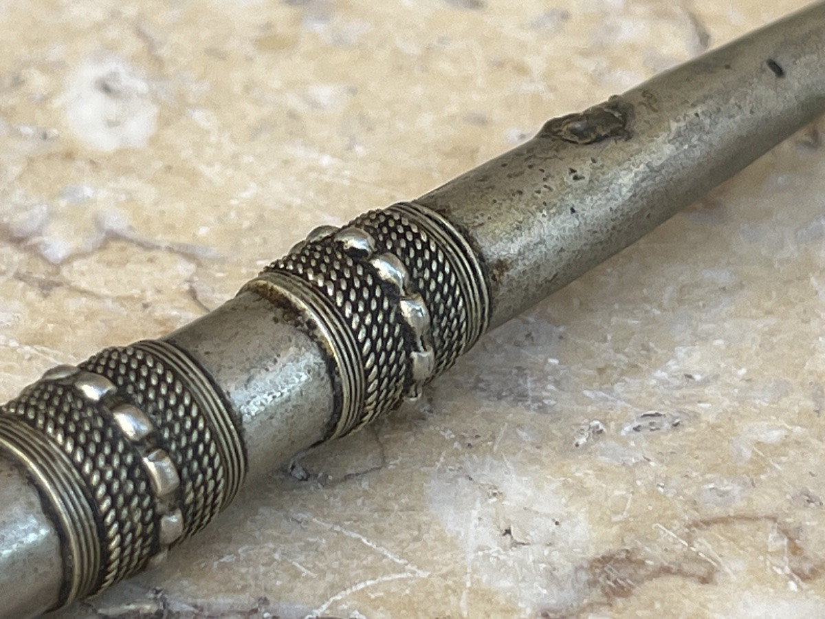 Pipe à opium en argent filigrane, fin 19 siècle , tribu Wa Birmanie -photo-2