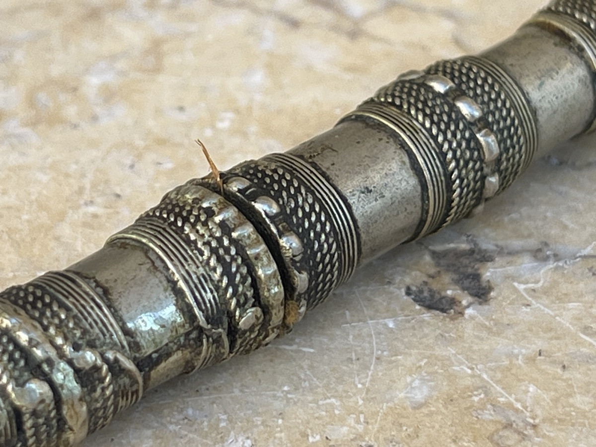 Pipe à opium en argent filigrane, fin 19 siècle , tribu Wa Birmanie -photo-3
