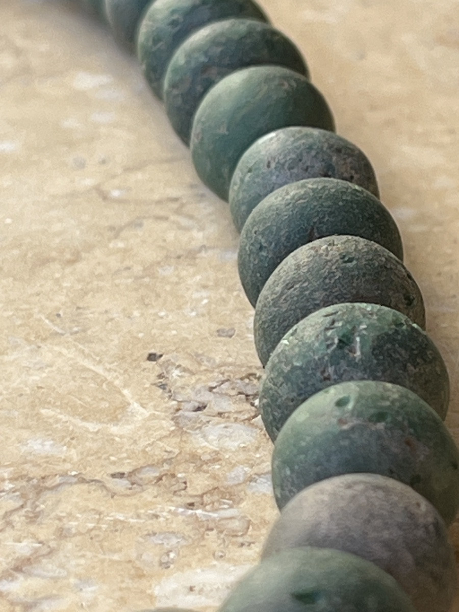 Collier de pate de verre verte de fouille ethnie Lisu Birmanie -photo-2