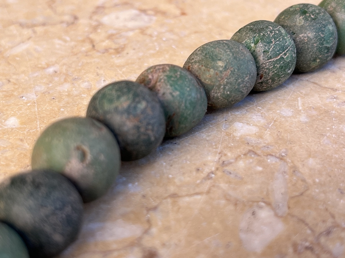 Collier de pate de verre verte de fouille ethnie Lisu Birmanie -photo-4