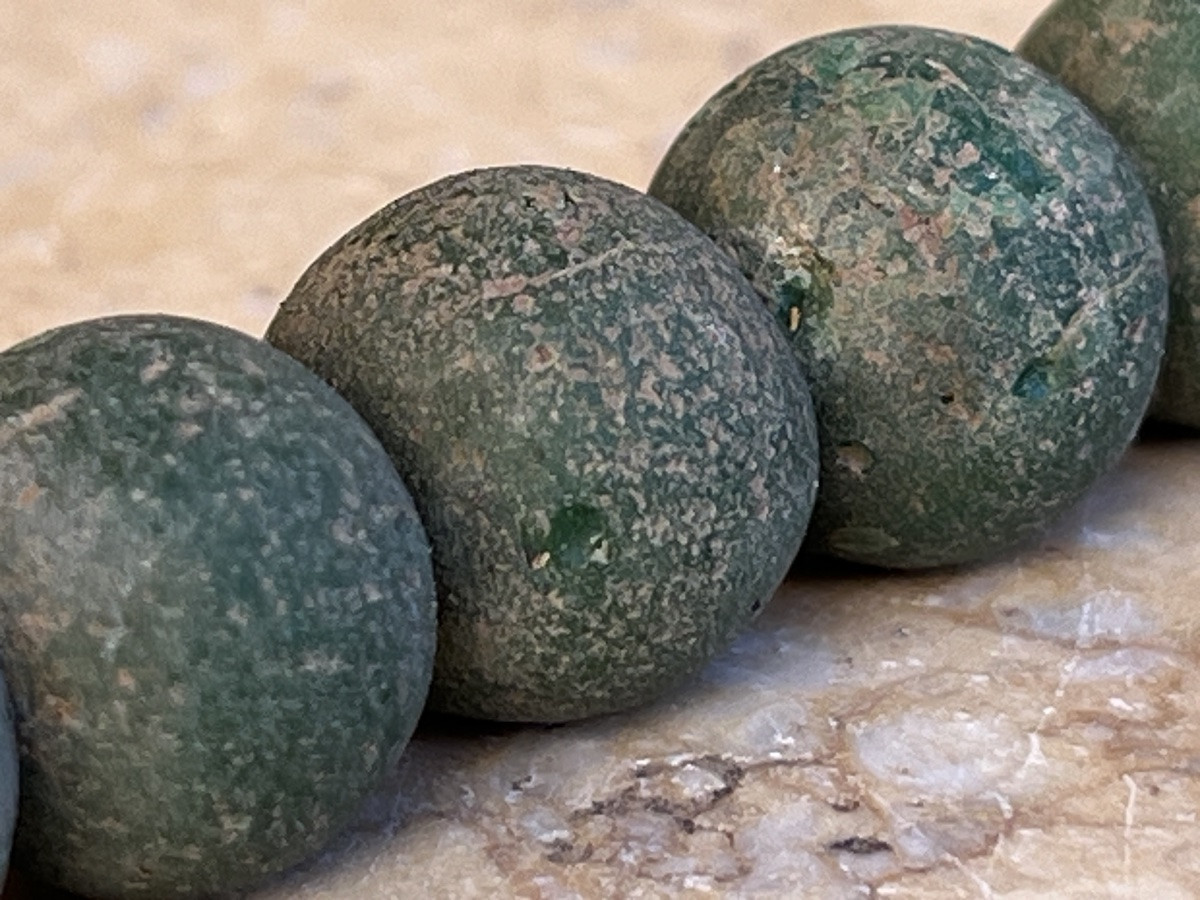 Collier de pate de verre verte de fouille ethnie Lisu Birmanie -photo-5