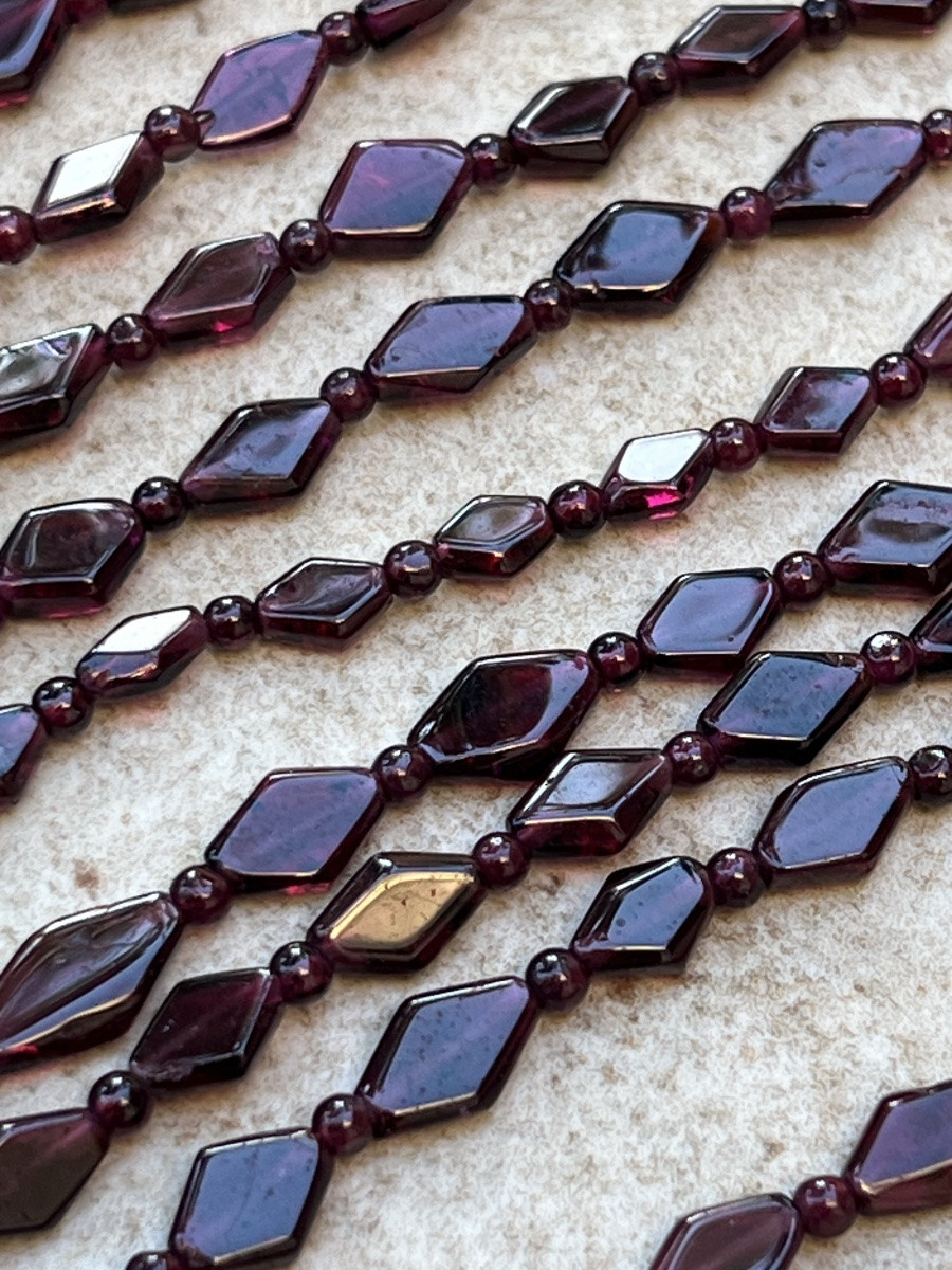 Multi-strand Garnet Bead Necklace From Rangoon, Burma -photo-3