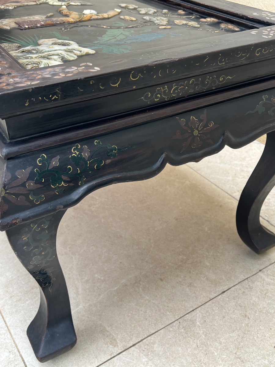 Table basse chinoise à décor personnage jade et os xx e siècle -photo-5