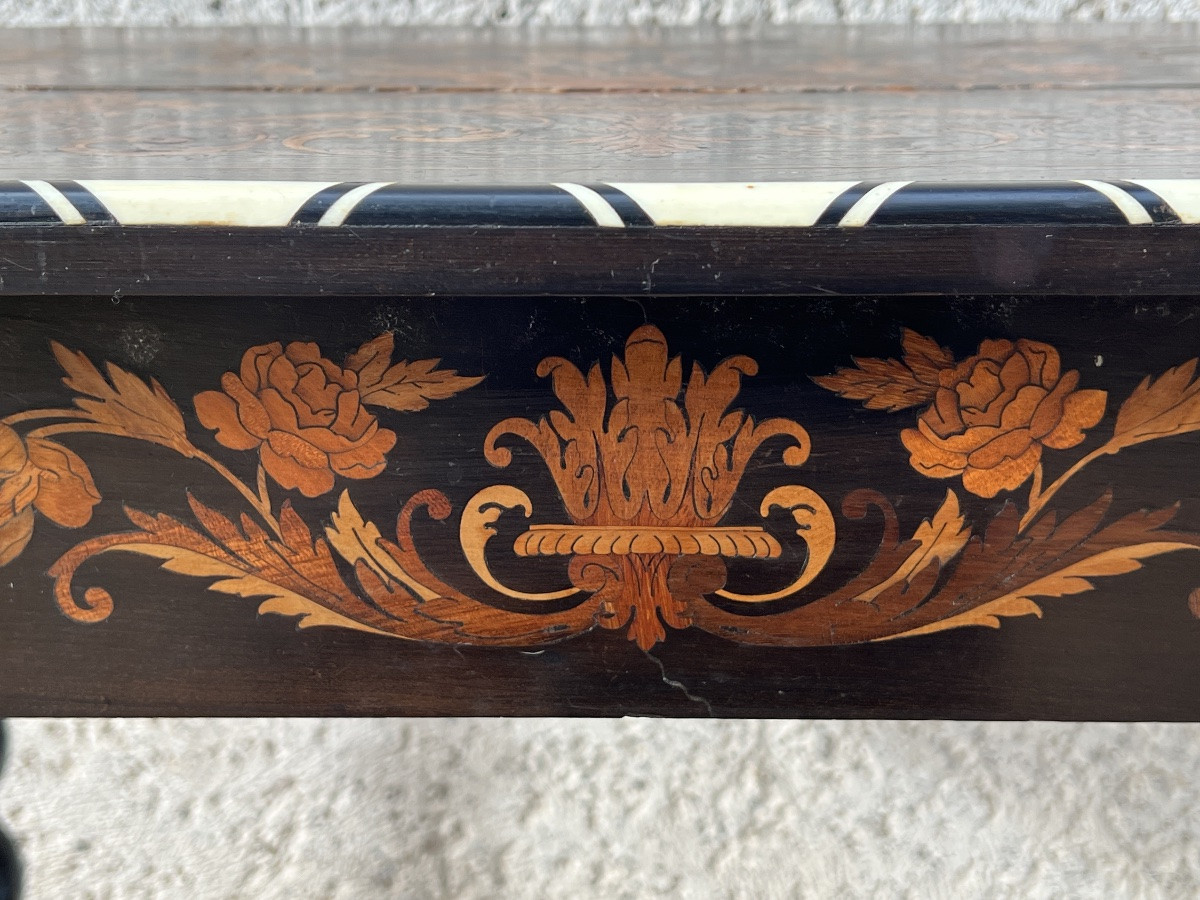 Bureau hollandais Napoléon III marqueterie de fleurs époque 19e siècle -photo-1