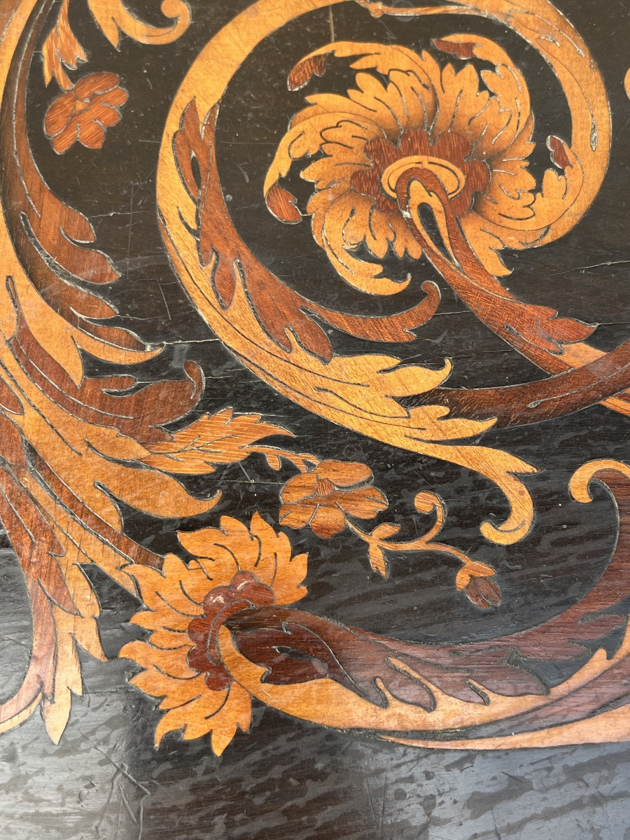 Bureau hollandais Napoléon III marqueterie de fleurs époque 19e siècle -photo-4
