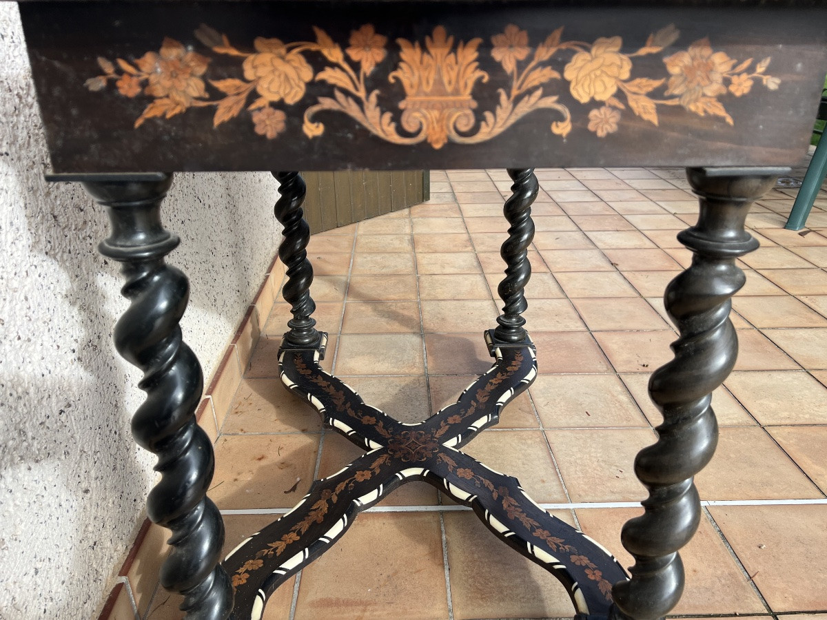 Bureau hollandais Napoléon III marqueterie de fleurs époque 19e siècle -photo-5