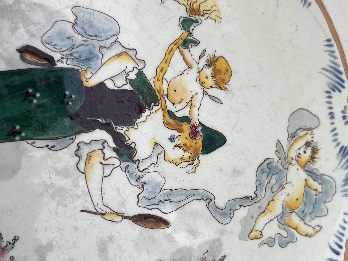 Toilet Set With Pitcher, Featuring Fairy And Cherub Designs, Sarreguemines Lutece -photo-5