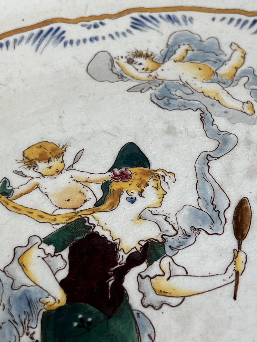 Toilet Set With Pitcher, Featuring Fairy And Cherub Designs, Sarreguemines Lutece -photo-8