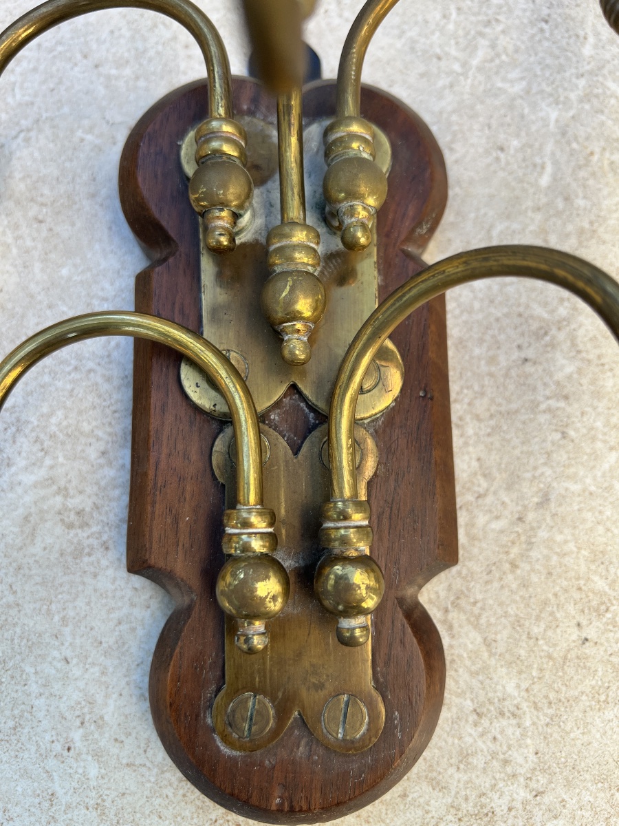 Paire d’applique murale 5 branches bougies laiton fin 19 eme -photo-3