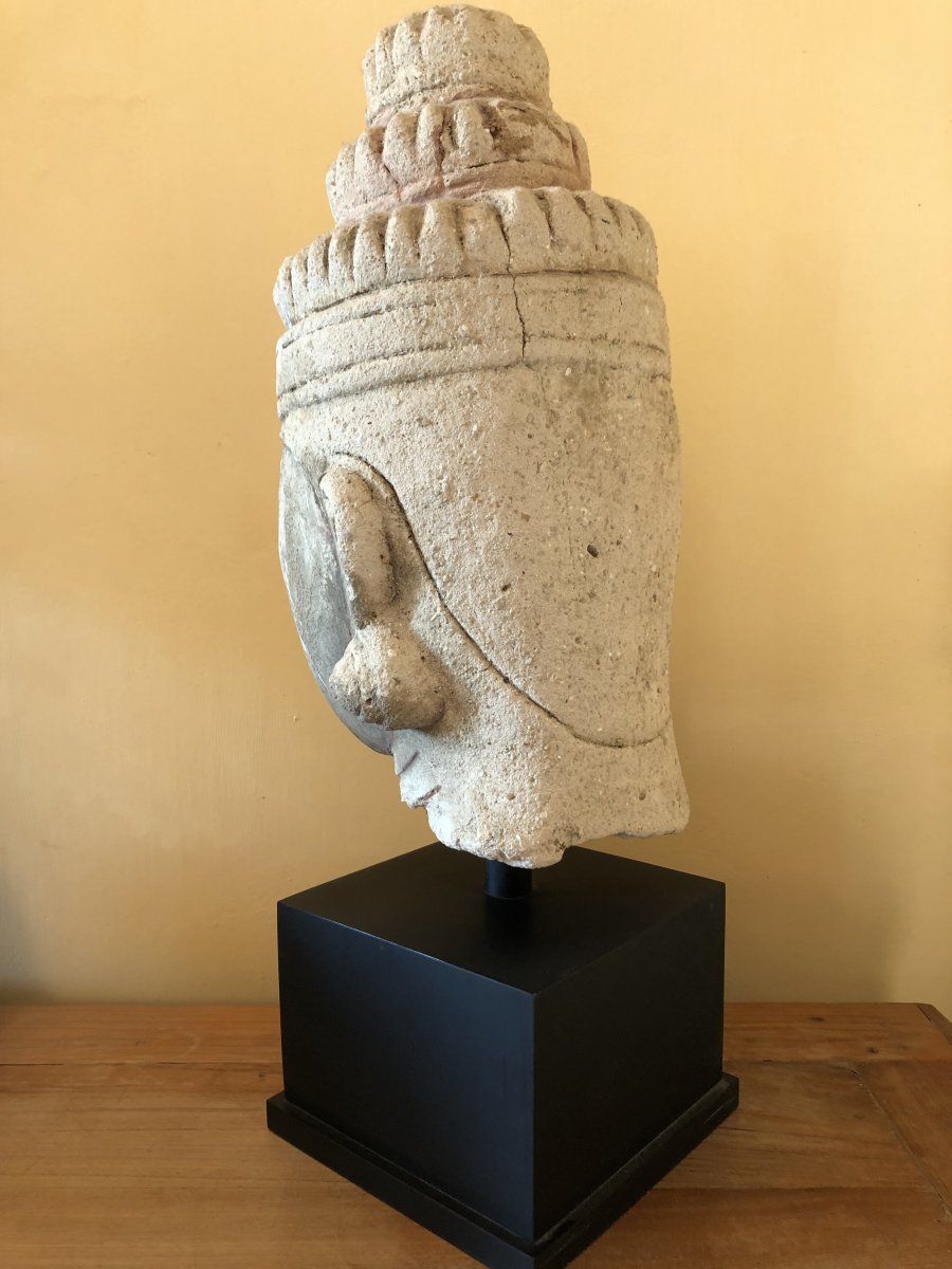 Tete De King Bouddha,  Birmanie , Royaume d'Ava , 16/17 é Siecle -photo-3