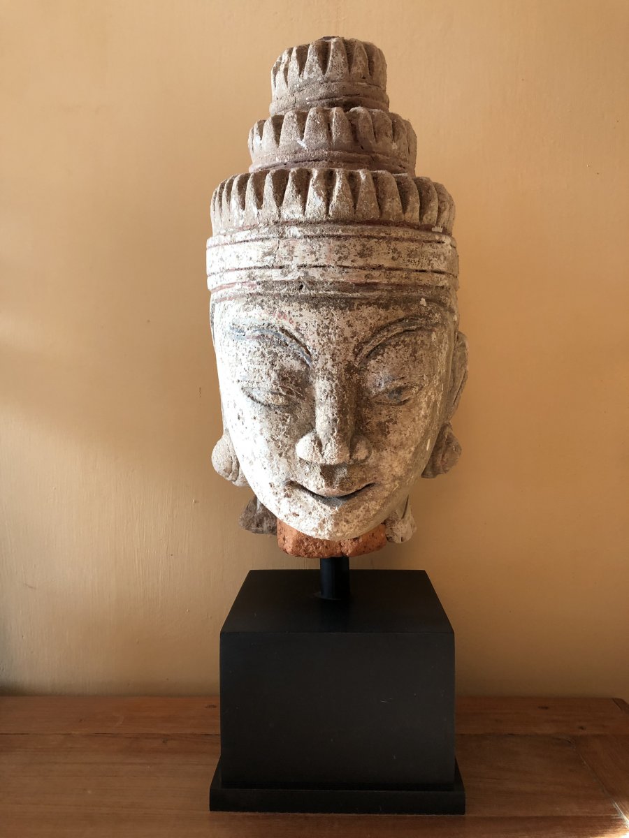 Tete De King Bouddha,  Birmanie , Royaume d'Ava , 16/17 é Siecle 
