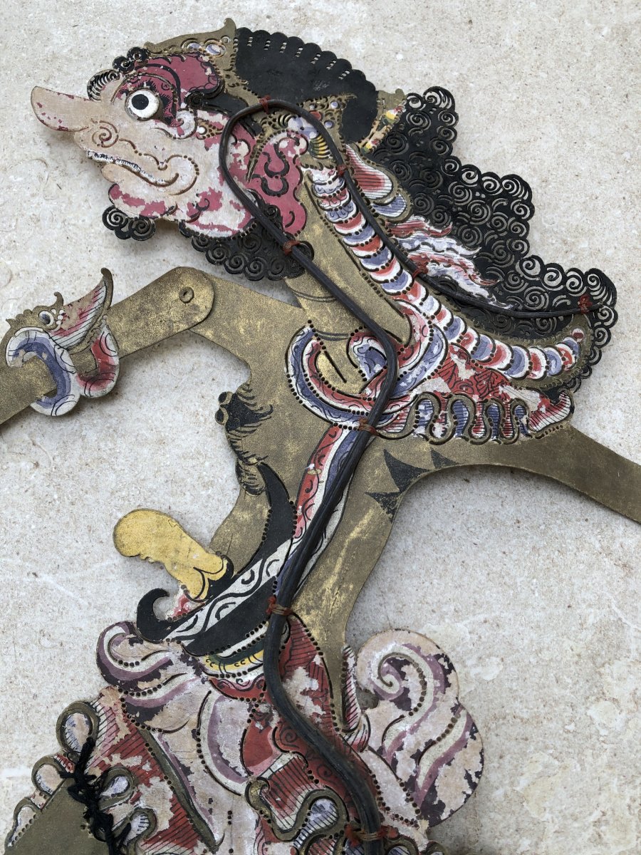 Theartre d'Ombre De Bali , Marionnette Cuir Decoupé  Et Corne Buffle , Bali Indonesie ,-photo-2