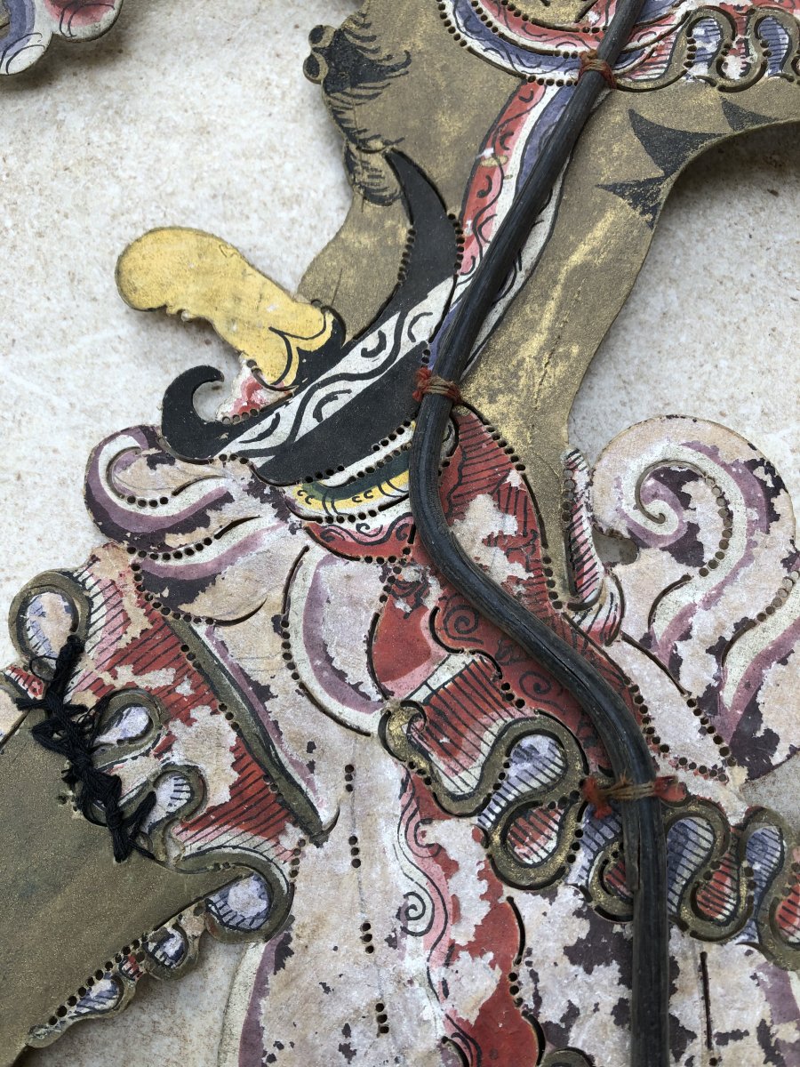 Theartre d'Ombre De Bali , Marionnette Cuir Decoupé  Et Corne Buffle , Bali Indonesie ,-photo-5
