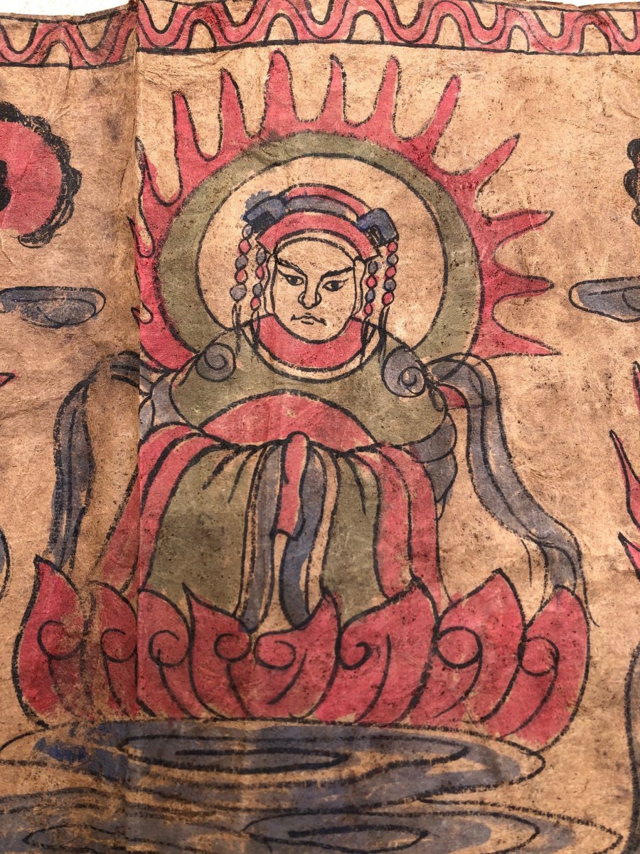 Long Roll Yao Ritual Painting On Burma Murier Paper-photo-2