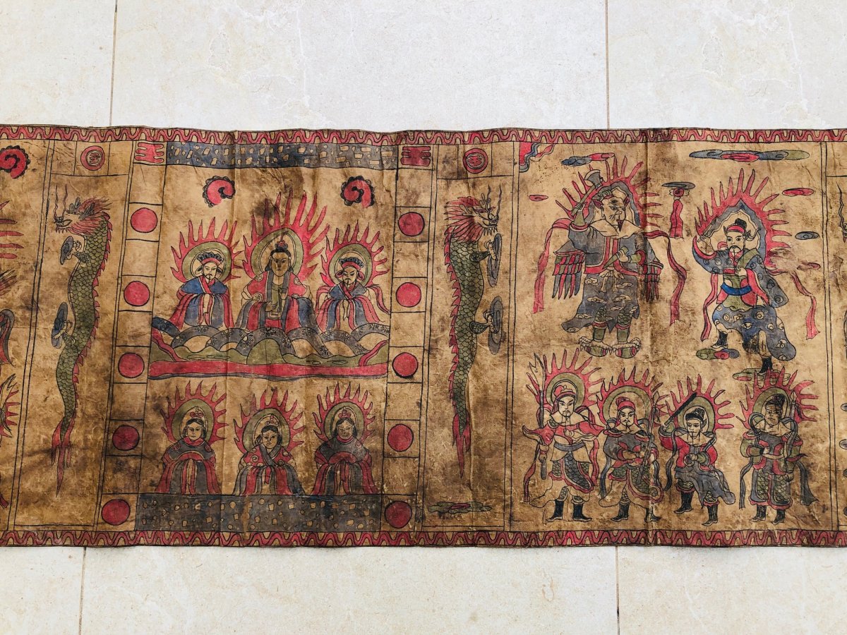Long Roll Yao Ritual Painting On Burma Murier Paper-photo-2