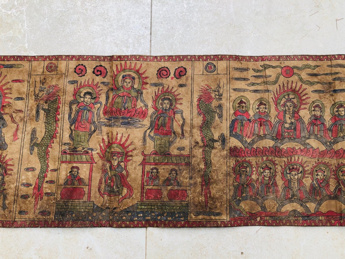 Long Roll Yao Ritual Painting On Burma Murier Paper-photo-3