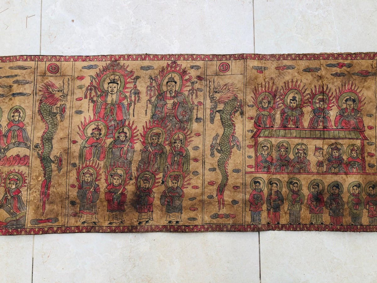 Long Roll Yao Ritual Painting On Burma Murier Paper-photo-5