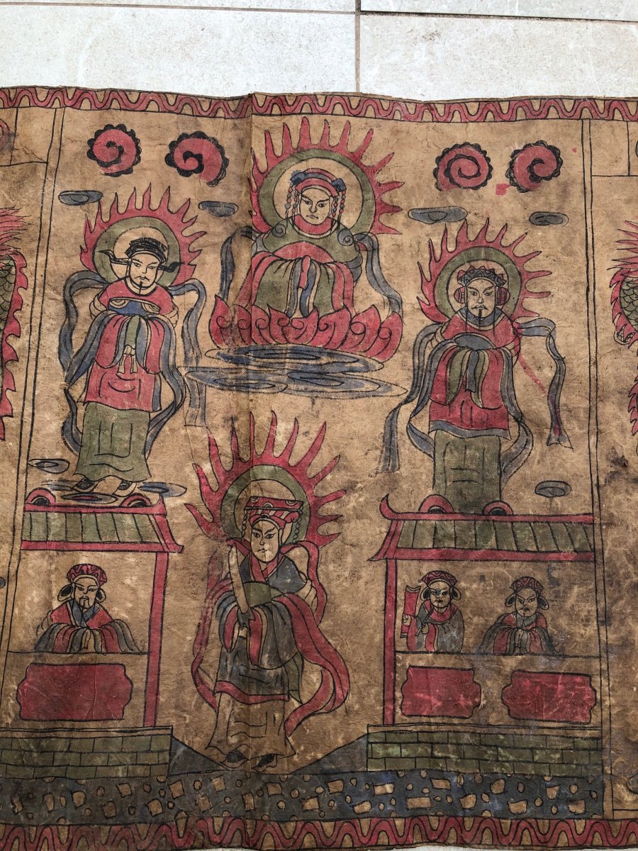 Long Roll Yao Ritual Painting On Burma Murier Paper