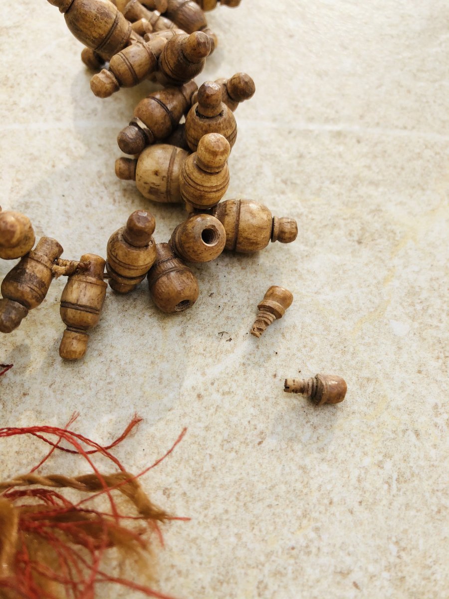 Mala - Buddhist Monk 's Rosary In Bone , Shape Amphora , Shan Province, Burma.-photo-3