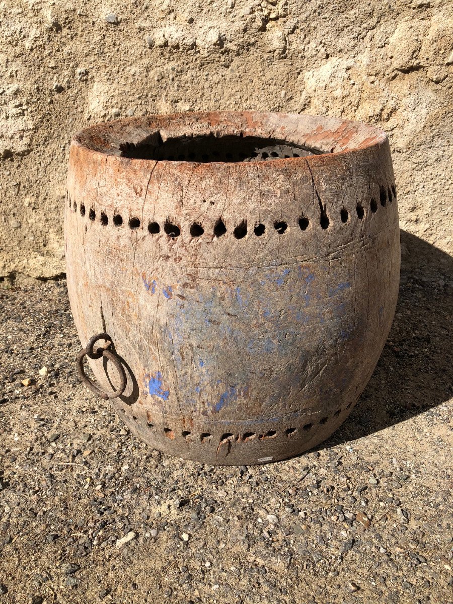 Burma Buddhist Procession Teak Drum Barrel-photo-2
