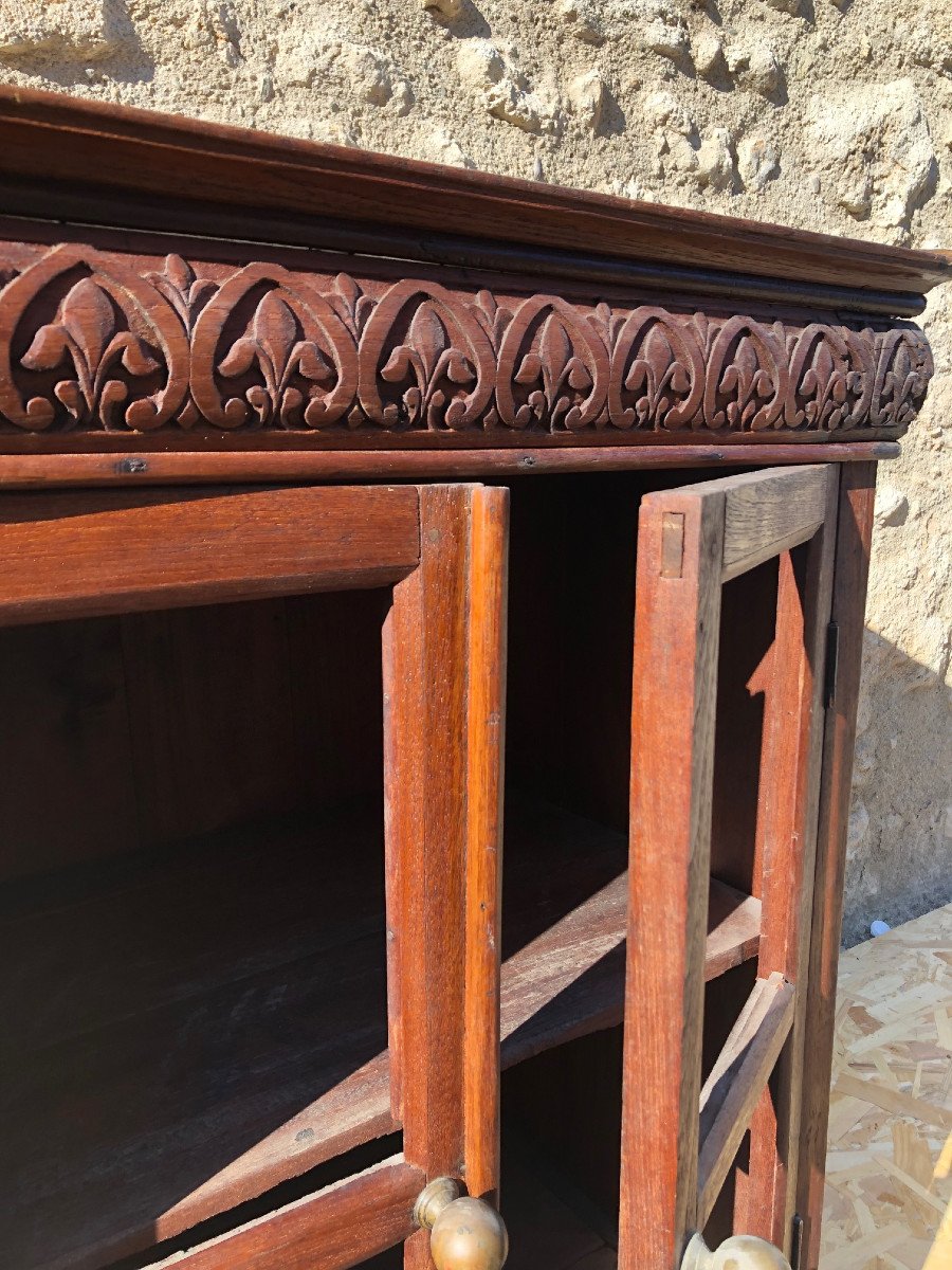 English Colonial Shelf Frieze Fleur De Lys Teak Burma-photo-3