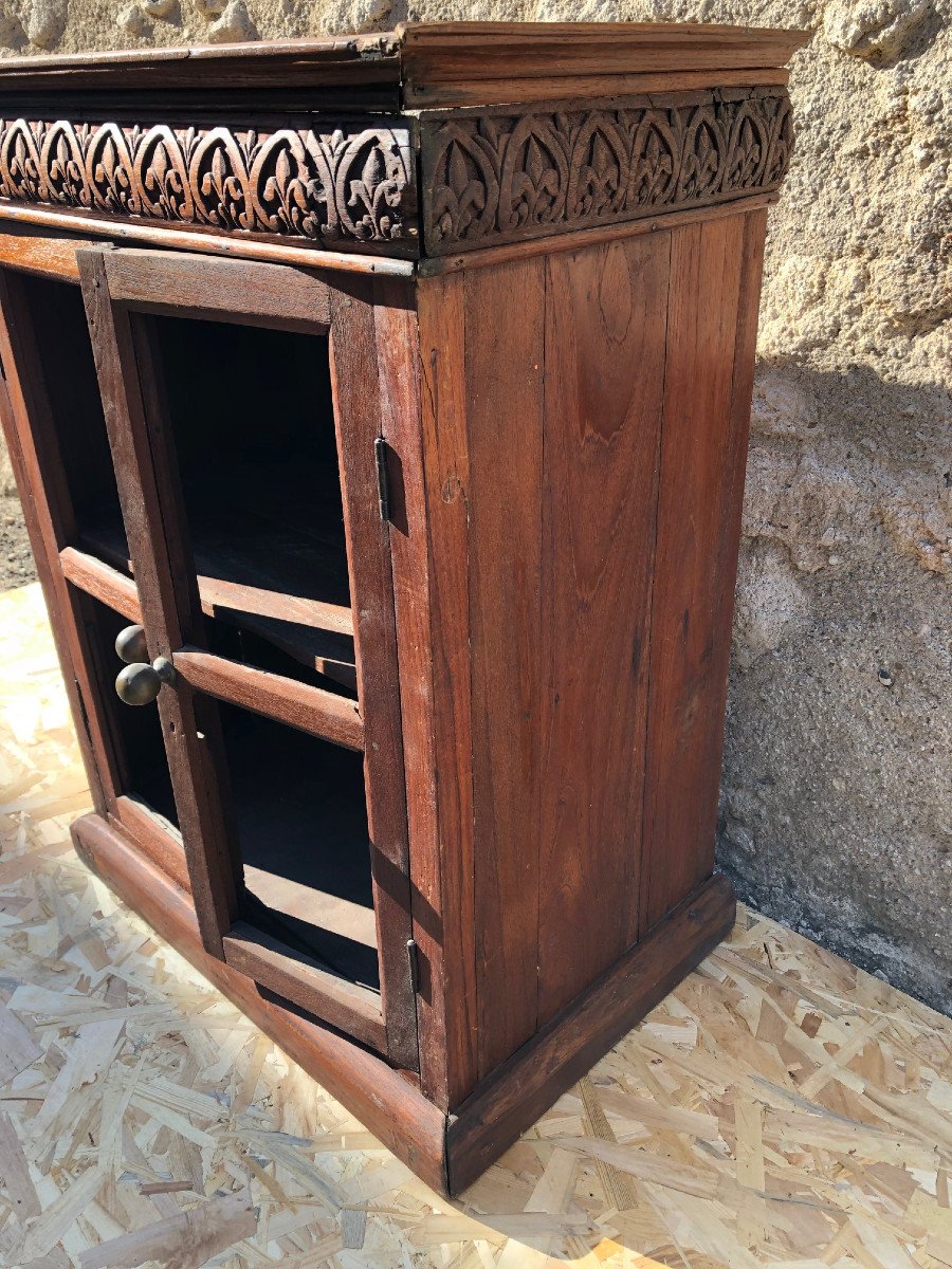 English Colonial Shelf Frieze Fleur De Lys Teak Burma-photo-5