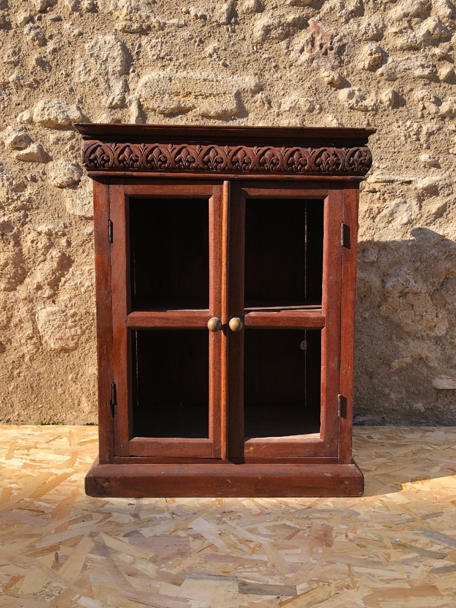 English Colonial Shelf Frieze Fleur De Lys Teak Burma-photo-7