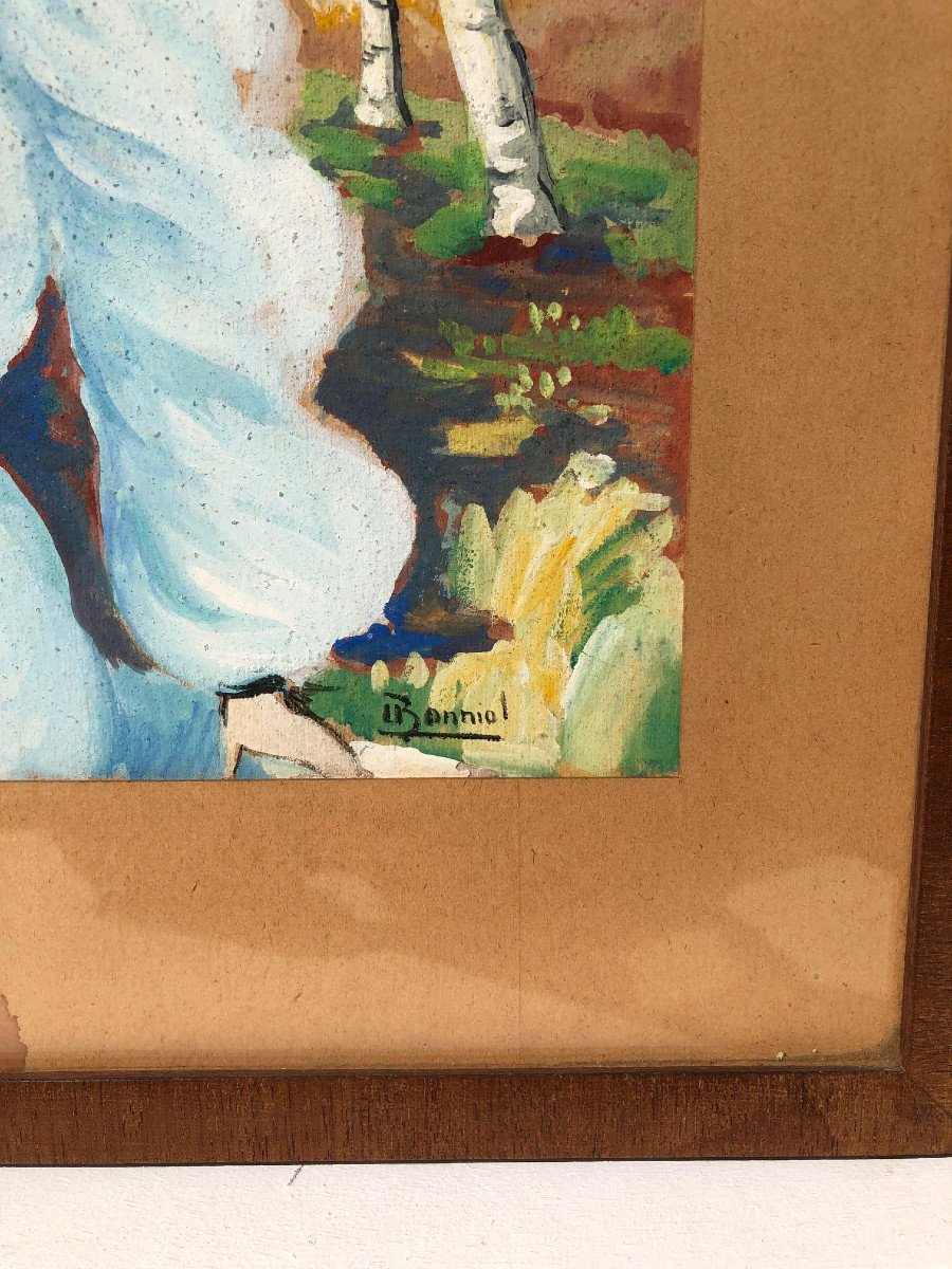 Aquarelle Femme Fatale  taille guepe  Année 40-photo-2