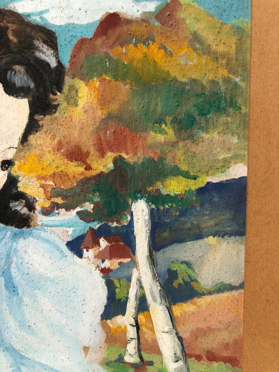 Aquarelle Femme Fatale  taille guepe  Année 40-photo-7