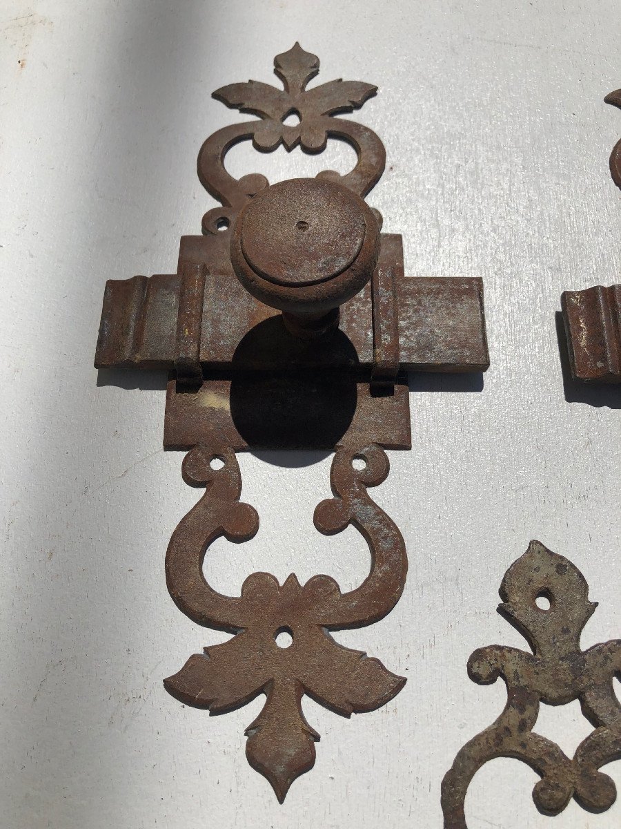 Lot De Targette Wrought Ironwork, 18th Century, France-photo-4