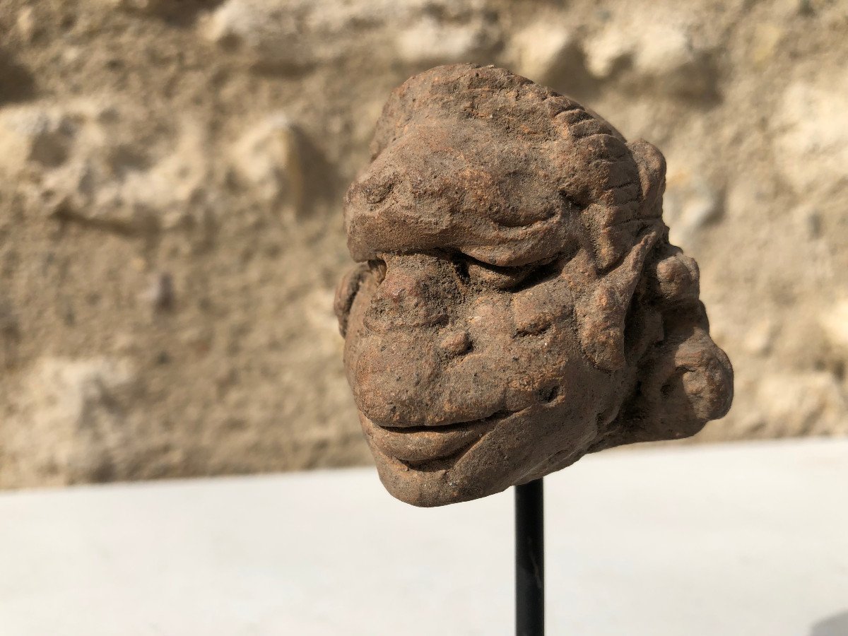 Head Terracotta Figure, Kingdom Of Majapahit, 13th / 16th Century Indonesia.-photo-3