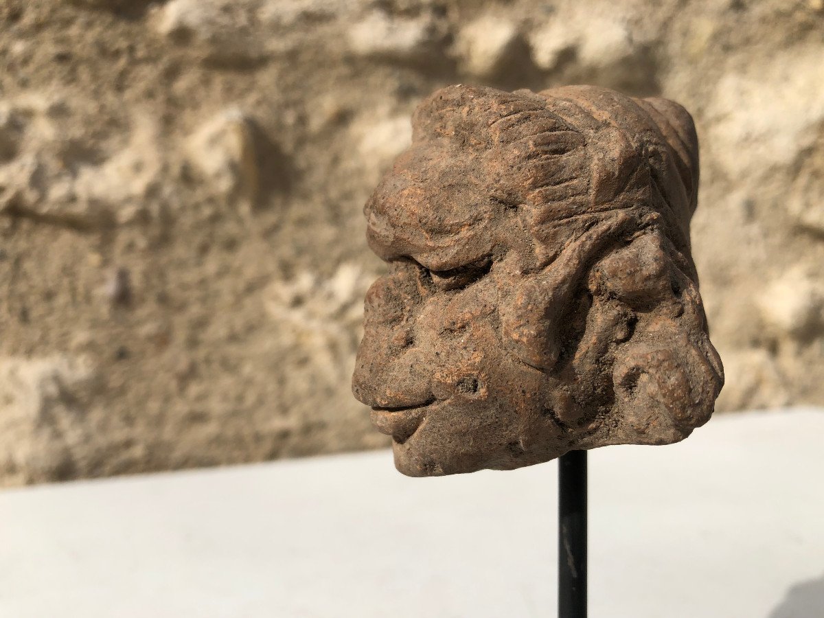 Head Terracotta Figure, Kingdom Of Majapahit, 13th / 16th Century Indonesia.-photo-7