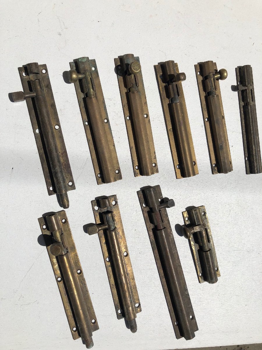 Lot Of British Colonial Brass Targette For Doors And Windows, Burma.-photo-1