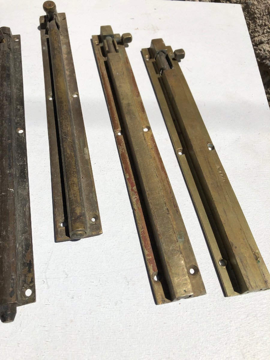 Lot De 10  Targette Coloniale Anglais En Laiton Pour Portes Et Fenetres  , Birmanie .-photo-4