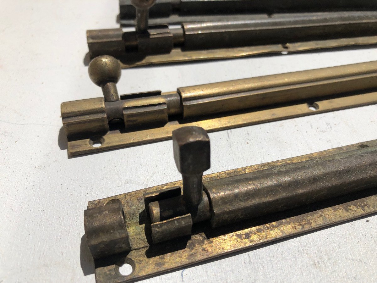 Lot Of 10 British Colonial Brass Targettes For Doors And Windows, Burma.-photo-4