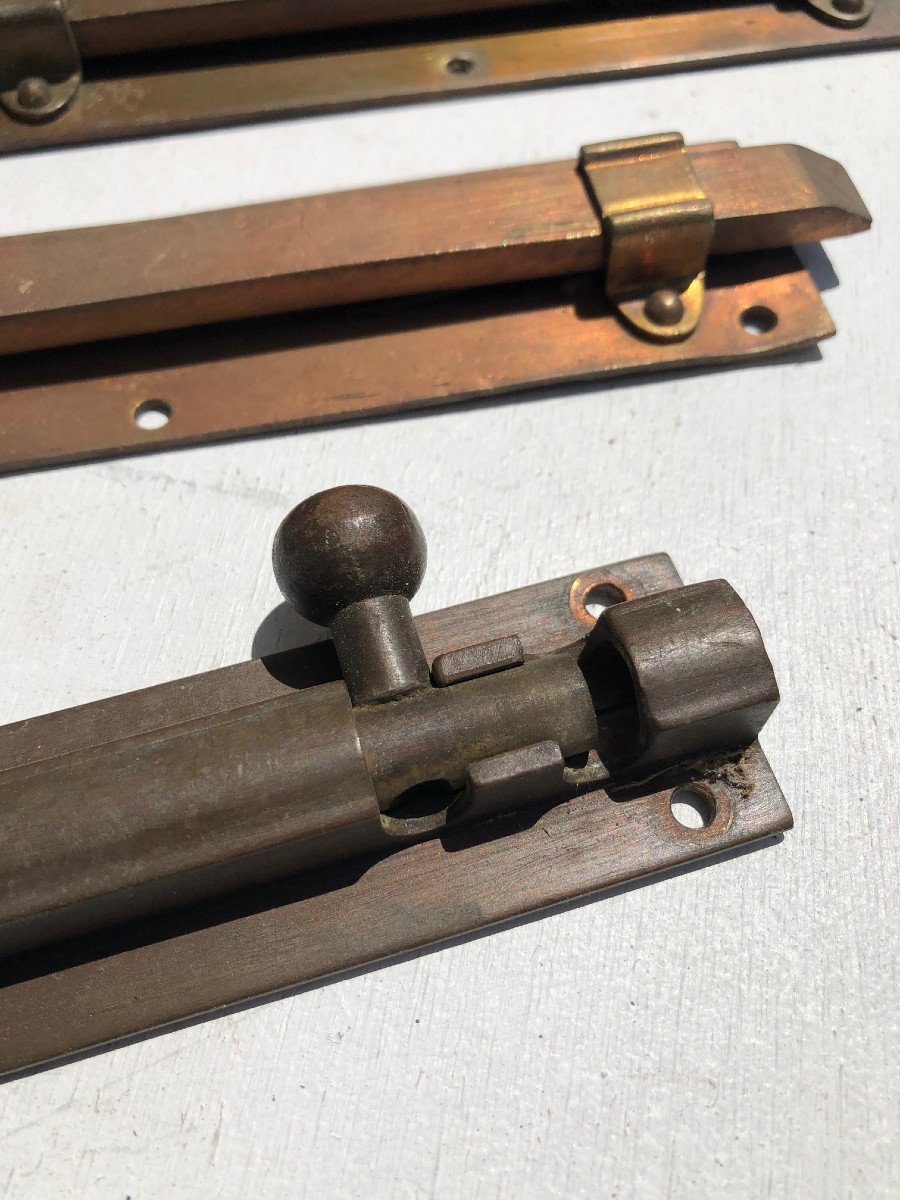 Lot De 7  Targettes Coloniale Anglais En Laiton Pour Portes Et Fenetres  , Birmanie .-photo-4